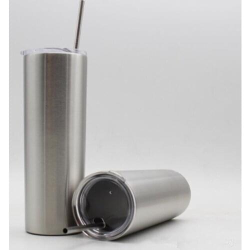 20pcs 20oz Tumbler Straws Straight cup 20 oz Stainless Steel double wall vacuum Insulation Beer coffee mug Travel Cups