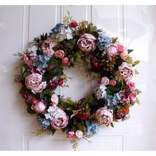 22" Giant Wreath Front Door Penies Artifical Flower Wreath Vine Door Decoration Wedding Party Door Wreaths Flower Garland