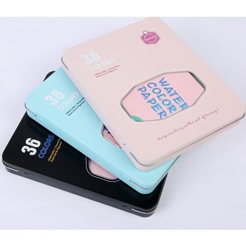 36 Colors Solid Pigment Portable Travel Watercolor Paints Set Water Color Brush Pen Aquarelle Painting Art Supplies Ink Paint