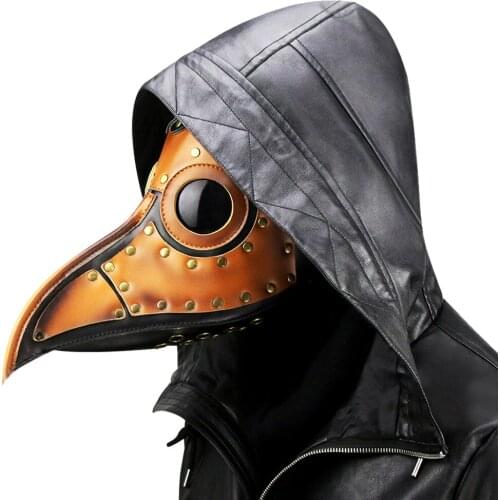 5 Stars Plague Doctor Mask Beak Doctor Mask Long Nose Face Headgear Steampunk Fancy PU Mask Halloween Party Props Carnival