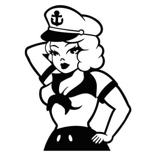 Car Stickers Sexy Gorgeous Navy Girl Fashion Style Auto Accessories Decoration PVC Stickers Waterproof Black/white, 14cm*10cm