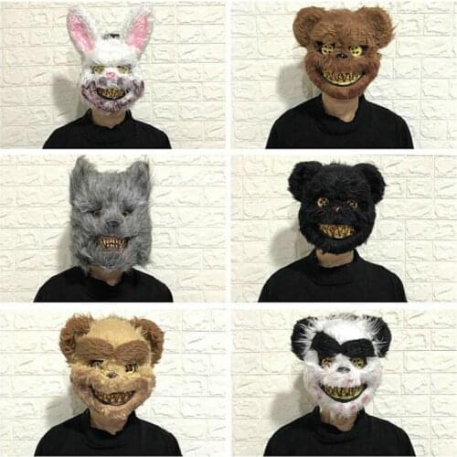 Holiday Party Decoration Mask Headgear Bloody Rabbit Masquerade Horrible Scary Headgear Halloween Funny Performance Props