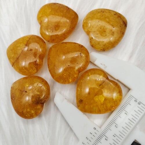 3pcs Piece Natural Yellow Fluorite Love Heart Crystal Guardian Gemstone Mineral Jewelry Natural Stones and Minerals