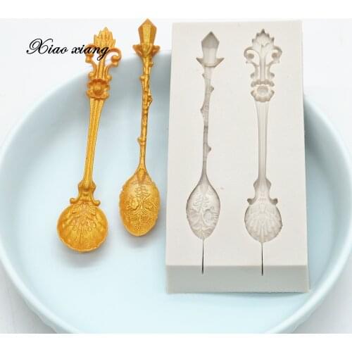 Spoon Shape Fondant Cake Silicone Mold Cookie Ice Cream Molds Biscuits Candy Chocolate Mould Baking Cake Decoration Tools FM1865