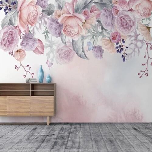 Custom Photo Wallpaper 3D Watercolor Hand Painted Rose Flower Murals Living Room TV Sofa Romantic Home Decor Papel De Parede 3 D