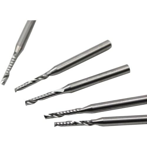 5pcs 3.175*2.0*12mm One Flute Tungsten End Mill Cutters Cutting Bits End Milling Tools for Wood Acryl on Engraving Machine