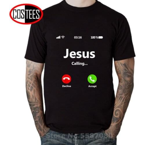 Jesus T shirt men Funny Jesus Calling Accept Or Decline That Is Question Design Faith Tshirt Fashionable Santa Christian T-shirt