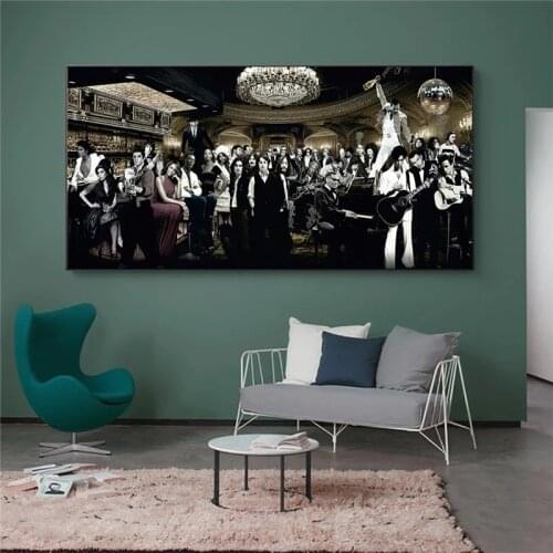 Music Singer Star Gathering Large Living Room Oil Canvas Painting Wall Art Poster Prints for Bedroom Home Decor Unframed Cuadros