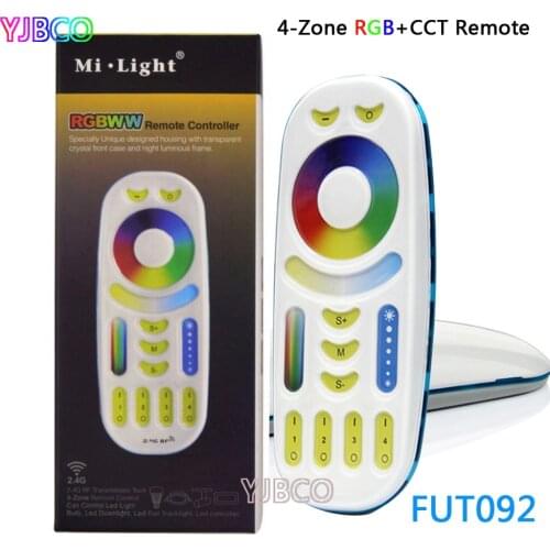 FUT092 2.4G Hz RGBWW 4-zone group control match RF RGB+CCT controller for MiBOXER led RGB+CCT lamps series Control Distance 30m
