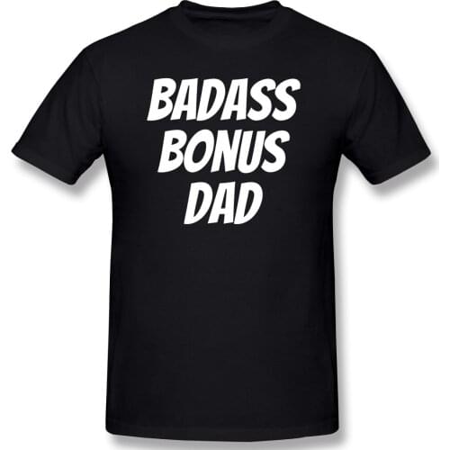 Badass Bonus Dad Bonus Dad Humor Graphic Mens Basic Short Sleeve T-Shirt Bonus Dad Gifts Tops Tees European Size