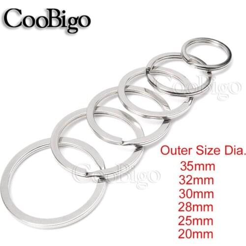 25pcs 6 Sizes 20mm~35mm Metal Outer Diameter Flat Key Rings Key Chain Split O-Rings Silver Bag Toys Jewelry Parts Accessories