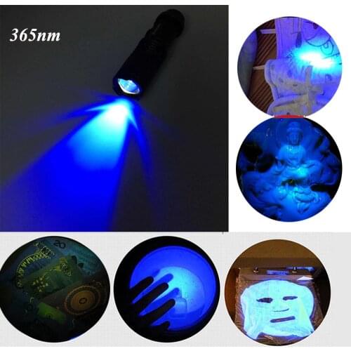 Powerful UV Led Flashlight Lamp 365nm 395nm Purple Torch Light Ultra Violet Ultraviolet Blacklight for Money Checker AA Battery