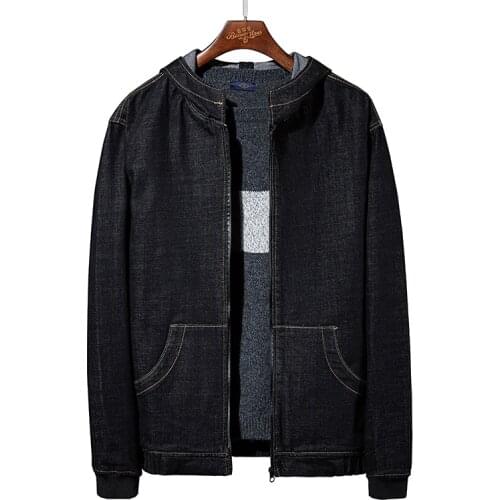 2020 New in Oversized mens denim jacket Mens loose black hooded jacket 6XL 7XL 8XL Brand mens clothing