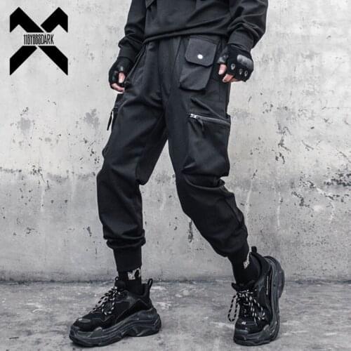 11 BYBBS DARK Tactical Joggers Pants Men Streetwear Multi-pocket Cargo Pant Elastic Waist Black Pant Hip Hop Male WB346