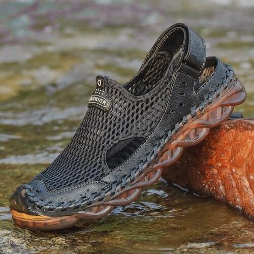 High Quality Mens Wading Shoes Mesh Breathable Non-Slip Sneakers Outdoor Beach Surfing Rubber Flat Sandals Cowhide Hiking Shoes