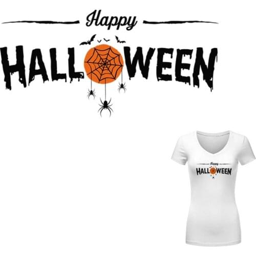 Happy Halloween Patch For Clothing Diy T-Shirt Jeans Decoration Washable Heat Transfer Iron-On Transfers For Clothing