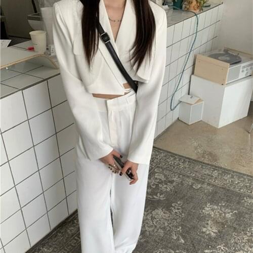 Alien Kitty 2021 New Autumn Ladies Suit Notched Long Sleeve Casual Shorts Blazers Fashion Solid Color All-Match Hot Basic Pants