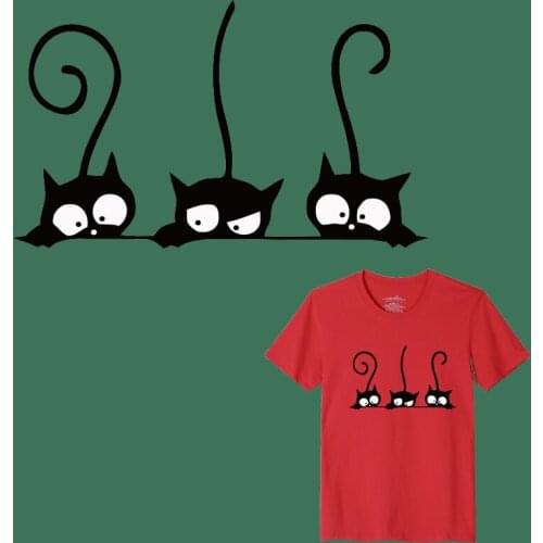 Wholesale Black Cat Ironing on Heat Transfer A-level Washable Patches Stickers for Clothes DIY Appliques Animal Patches