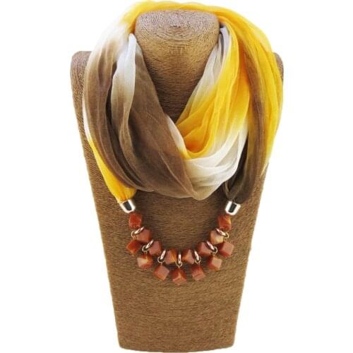 Fashion Ethnic Choker Necklace For Women Geometric Resin Beads Statement Silk Scarf Necklaces Bohemian Jewelry