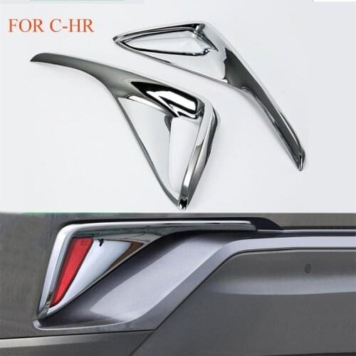 FIT For C-HR CHR 2017 2018 Car Rear Fog Lights Covers Tail Fog Lamps ABS Stickers Frame Exterior Auto Accessories