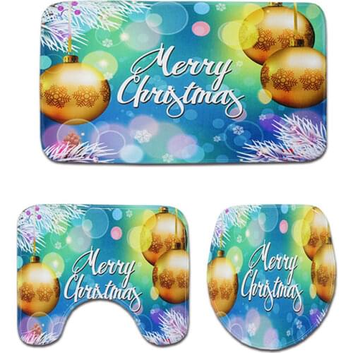 Christmas Bath Mat WC Toilet Seat Cover Toilet Mat Toilette Tapa Inodoro Decoration Christmas Bathroom Commode Toilet Bowl