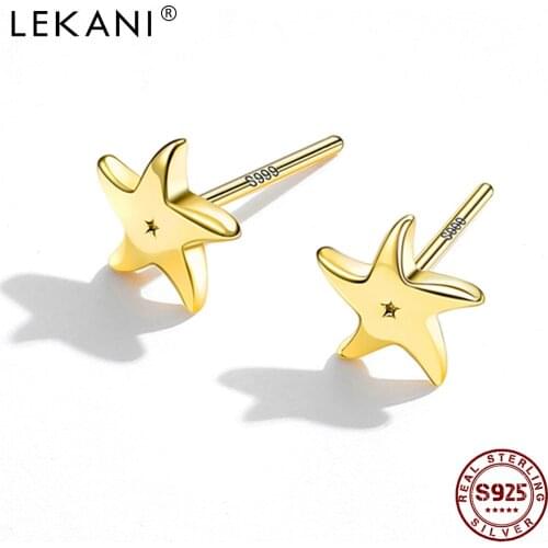 LEKANI Sterling Silver 925 Jewelry Simple Star Small Stud Earrings For Women Trendy Gold Earrings Luxury Anti Allergy Jewelry