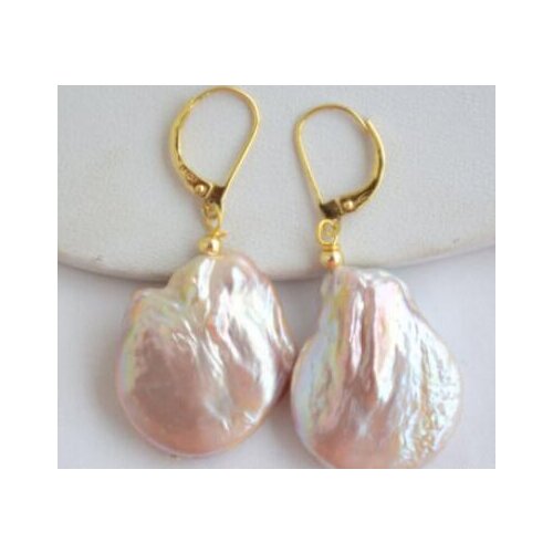 Free Shipping coin lavender baroque keshi reborn pearl dangle earring