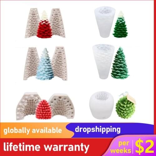 Silicone Christmas Pine Tree Candle Molds Soap Molds Baking Molds Moulds For DIY Xmas Candle Making Soap Making Baking Mold