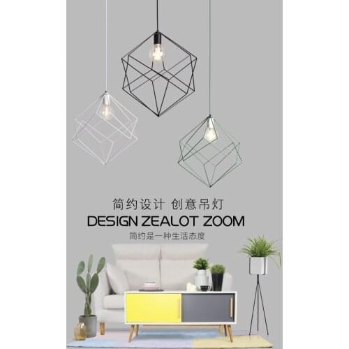 Modern black cage pendant lights iron minimalist retro Scandinavian loft pyramid lamp metal Hanging Lamp E27 Indoor