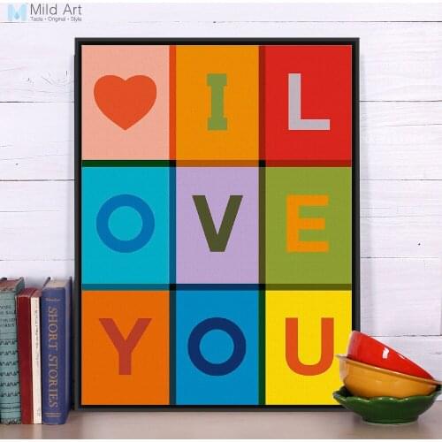 Modern Abstract Colorful Love Quotes Typography Posters and Prints Nordic Home Wall Art Pictures Wedding Decor Canvas Paintings