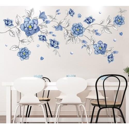 Modern Plant Flowers Wall Stickers Bedroom Living Room Decoation Girl Room Decor Aesthetic Self-adhesive Wallpaper