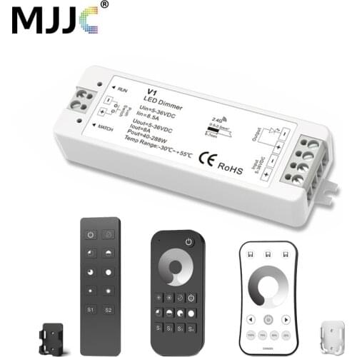 MJJC LED Dimmer 12V 5V 24V 36V 8A PWM Wireless RF LED Dimmer Switch ON OFF with 2.4G Remote for Single Color LED Strip Light