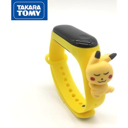 TAKARA TOMY Pokemon Pikachu Fashion Cartoon Student Electronic Luminous LED Touch Swimming Waterproof Bracelet Watch