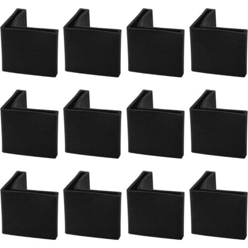 Angle Iron Foot Pads L Shaped Plastic Furniture Leg Caps End Covers Floor Protector Black 12 Pcs