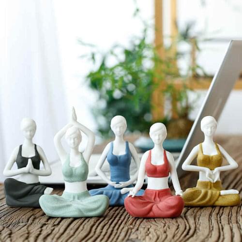 [VIP]Creative Ceramic KungFu Yoga Beauty Desktop Zen Small Decoration Yoga Shop Livingroom Entrance Home Decoration Accessories