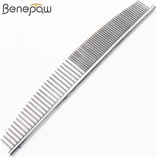 Benepaw Stainless Steel Arc Design Dog Comb Durable Safe Teeth Curved Grooming Pet Brush For Lose Hair Tangles Knots