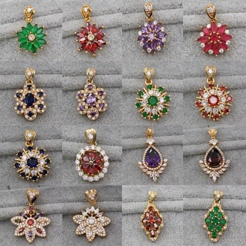 43 style Fashion Pendant for Womens Gold Filled Waterdrop Zirconia Necklace Pendant Fashion Wedding Jewelry accessories Gift