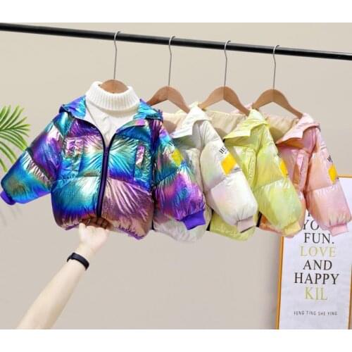 Winter childrens baby down jacket girls girls shiny hooded down jacket kids cotton down jacket 2020 newest