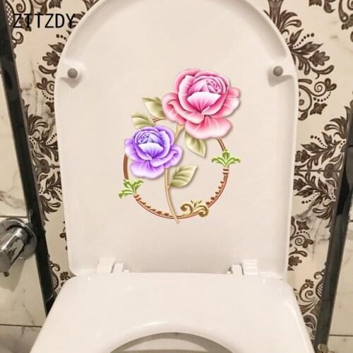 ZTTZDY 19.4*24.9CM Gold Border Garland Fashion Bedroom Decor Wall Sticker Cartoon Toilet Decal T2-0565