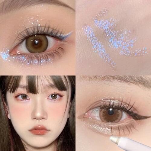 1PC Champagne Gold Silkworm Pencil Pearlescent Eyeshadow Pen Long-lasting Waterproof Glitter Shiny Matte Eye Shadow Pen Stick