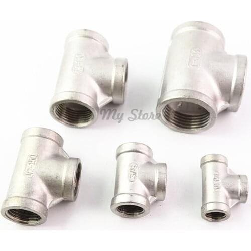 1Pcs 304 Stainless Steel Pipe Elbow Type 3 Way Female Thread Fitting Coyote Gear SS Tee