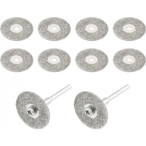 10pcs / lot 22mm Diamond Cutting Discs Saw Blade with 2pcs 3mm Diameter Fixed Rod for Cutting Glass Metal