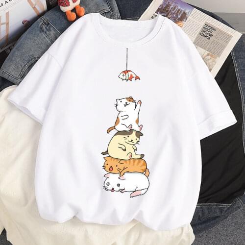 100% Cotton Summer Fashion Cute kawaii Anime Harajuku y2k Clothing Tees Loose Ulzzang Oversized Short Sleeved Women T-shirt Tops