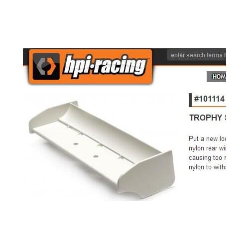 101114 - 1/8 DECK WING WHITE for TROPHY SERIES HPI Vorza Trophy Buggy 3.5 Trophy Truggy