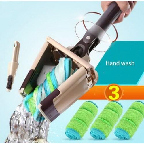 120601/Flat telescopic mop with pole microfiber cloth towel for home floor kitchen living room cleaning tools