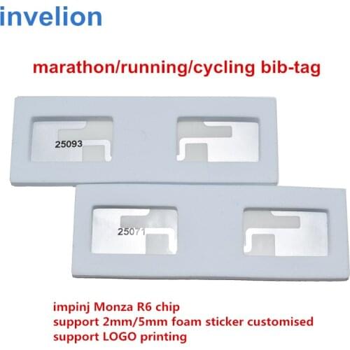 200pcs printed running timing chip race result systems ISO18000-6C impinj Monza R6 uhf rfid tag sticker bib tags with foam