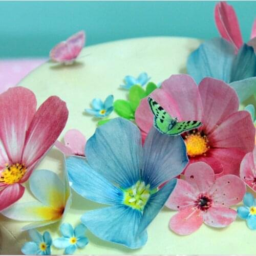 27pcs/pack Edible Flowers Daisy,Butterfly can be eat directly wafer paper eatable artificial flower cake decoration l,Cake Tools