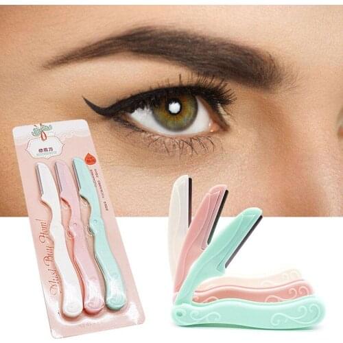 3Pcs/set Portable Foldable Eyebrow Trimmer Hair Remover Set Women Face Razor Eyebrow Trimmers Blades Shaver For Makeup Cosmetic