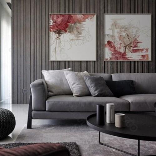 Abstract Watercolor Flowers Pictures Red and Blue Flowers Nordic Style Canvas Painting Poster Print for Home Rooms Wall Decorati