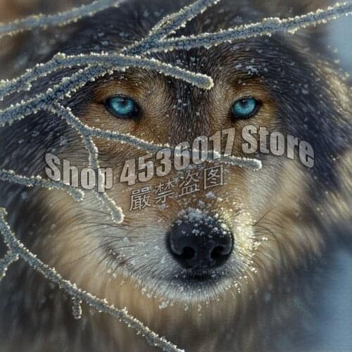 Fire Within Ice Diamond Embroidery DIY Diamond Paintings Cross Stitch Wolves Winter Rhinestones Pattern Full Diamonds Mosaic